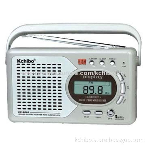 FM/MW/SW1-10 Digital 12-band Radio with Alarm Clock and LCD Screen